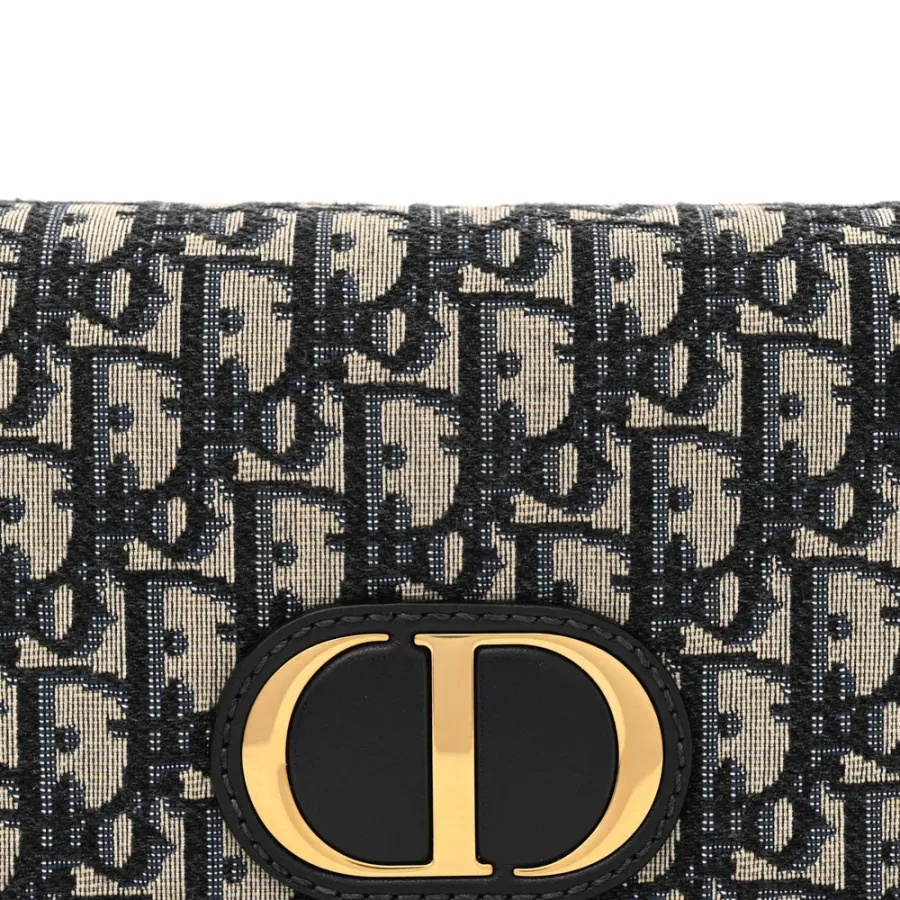 Dior Small Montaigne 30 2-in-1 Pouch Blue Oblique Canvas Gold Hardware