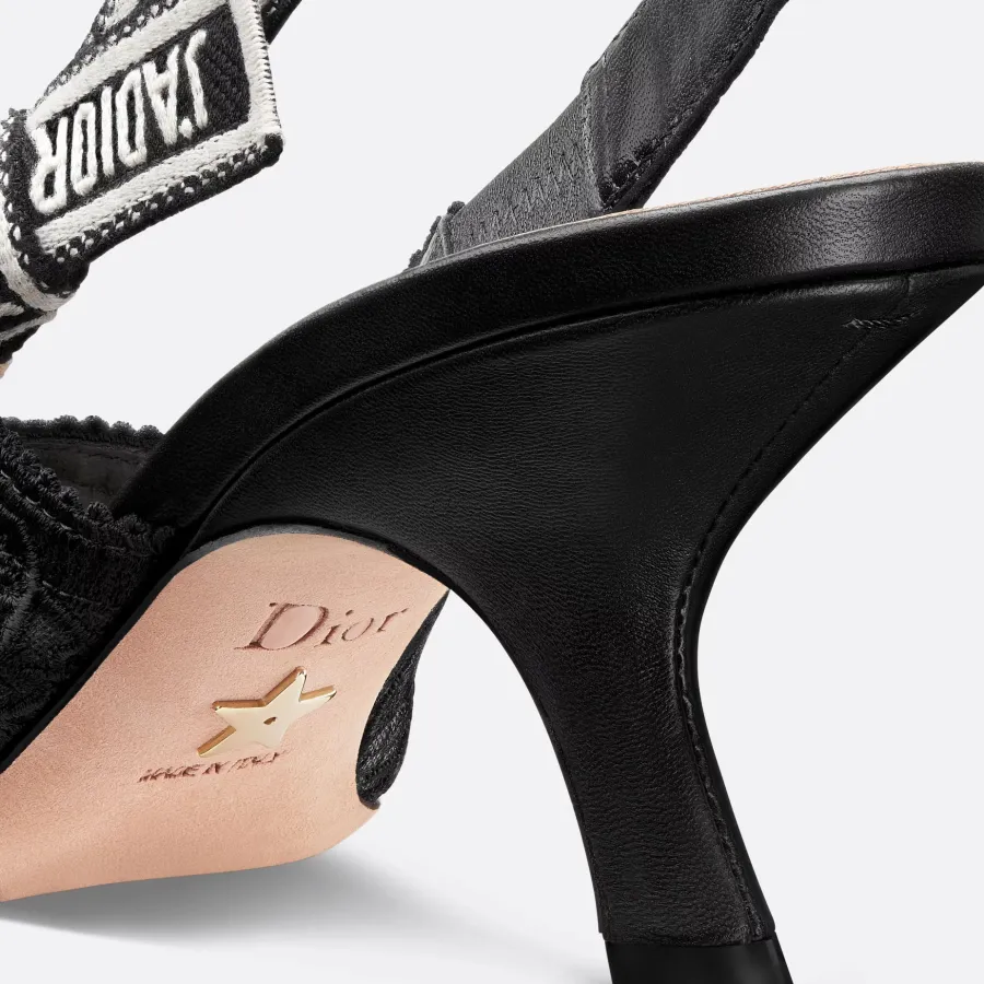 Dior black pointed embroidery heels