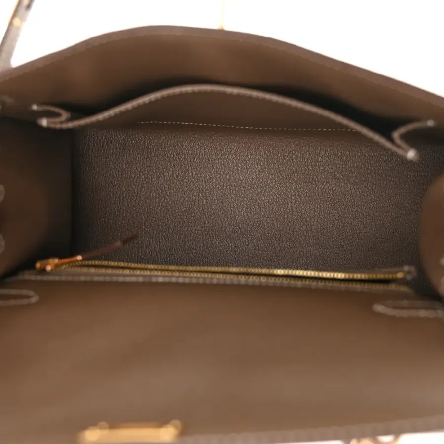 Hermès Kelly Sellier 25 Etoupe Epsom Leather Gold Hardware