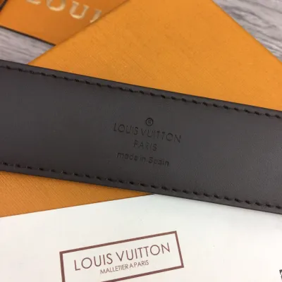 Louis Vuitton Men's Timeless Reversible Belt In Brown/Black Monogram And Damier Canvas With Black Hardware 35mm
