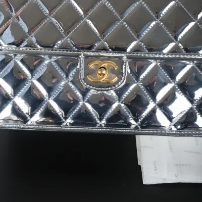 Chanel Silver / Gold / Black  patent leather Backpacks