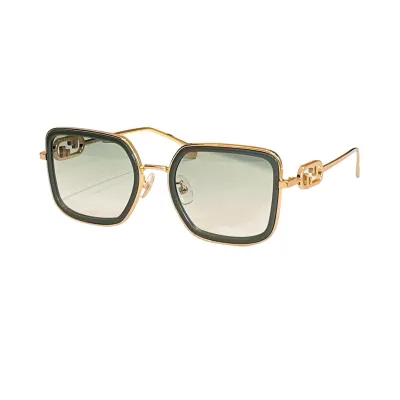 Fendi square frame glasses silver/gold/red gold/green gold/leopard gold/brown leopard/eggplant/black silver/red brown/green/brown monogram color Size 55口19-145