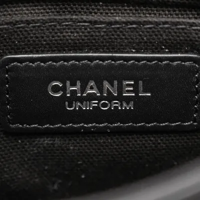 Chanel CC Uniform Flap Belt Bag Small Black Quilted Calfskin Leather Silver Hardware