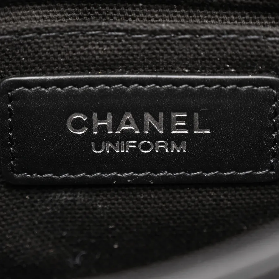 Chanel CC Uniform Flap Belt Bag Small Black Quilted Calfskin Leather Silver Hardware