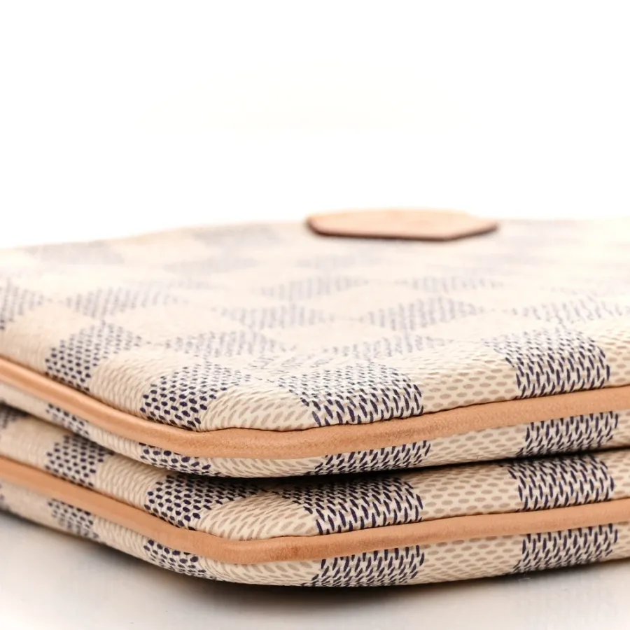 Louis Vuitton Double Zip Pochette PM Damier Azur Canvas Gold Hardware