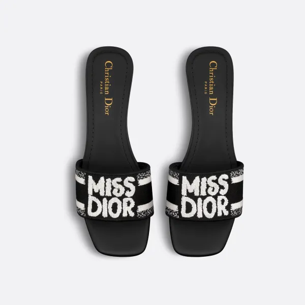 Dior black thick bottom square head high-heeled slippers - Image 4