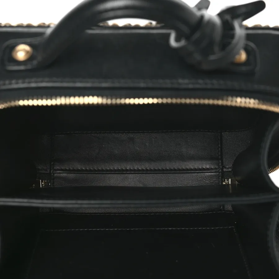 Chanel CC Filigree Vanity Case Small Black Quilted Goatskin Leather Gold Hardware