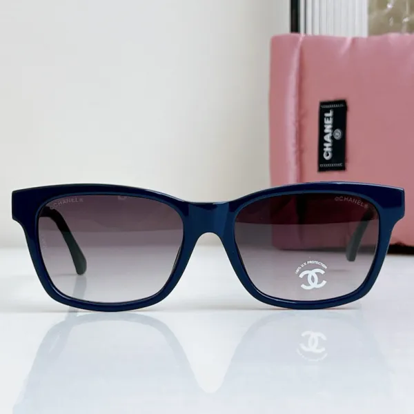 CHANEL square frame glasses blue green color size 58口17-140 - Image 2