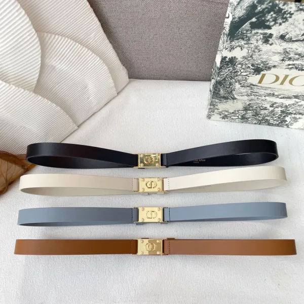 Dior Women' s Square Buckle Belt In Black/White/Brown/Blue Calfskin With Gold Hardware 20mm - Image 5