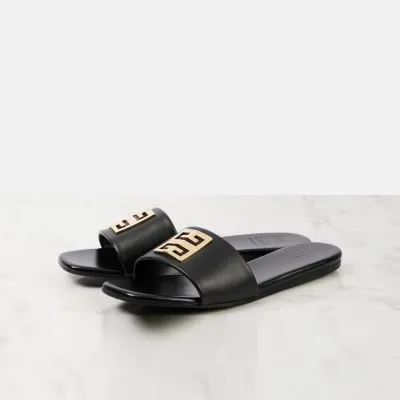 GIVENCHY Black leather cool slippers