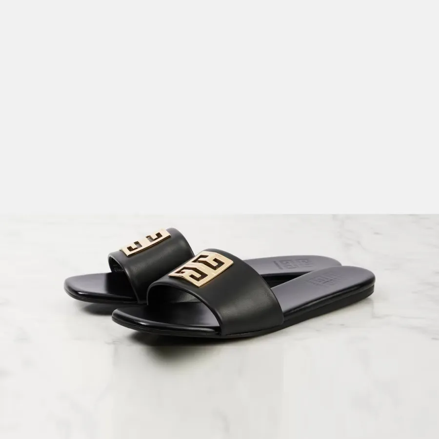 GIVENCHY Black leather cool slippers