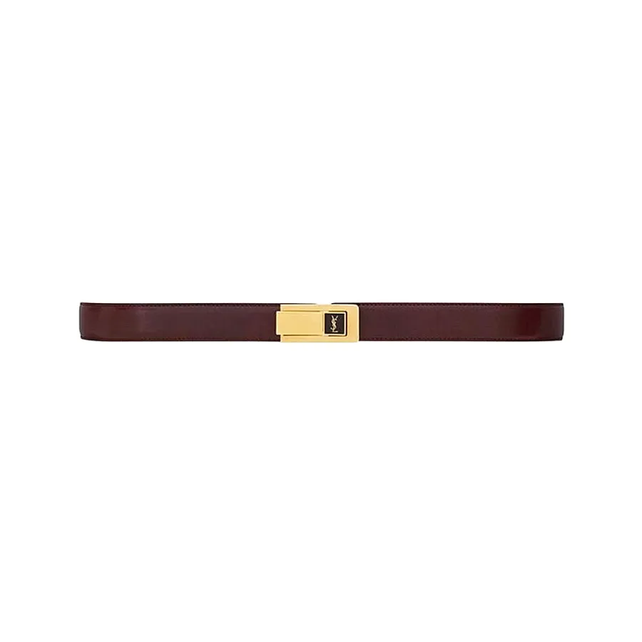 Saint Laurent Charniere Buckle Belt In Black/Burgundy Smooth Calfskin With Gold Hardware 30mm