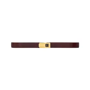 Saint Laurent Charniere Buckle Belt In Black/Burgundy Smooth Calfskin With Gold Hardware 30mm