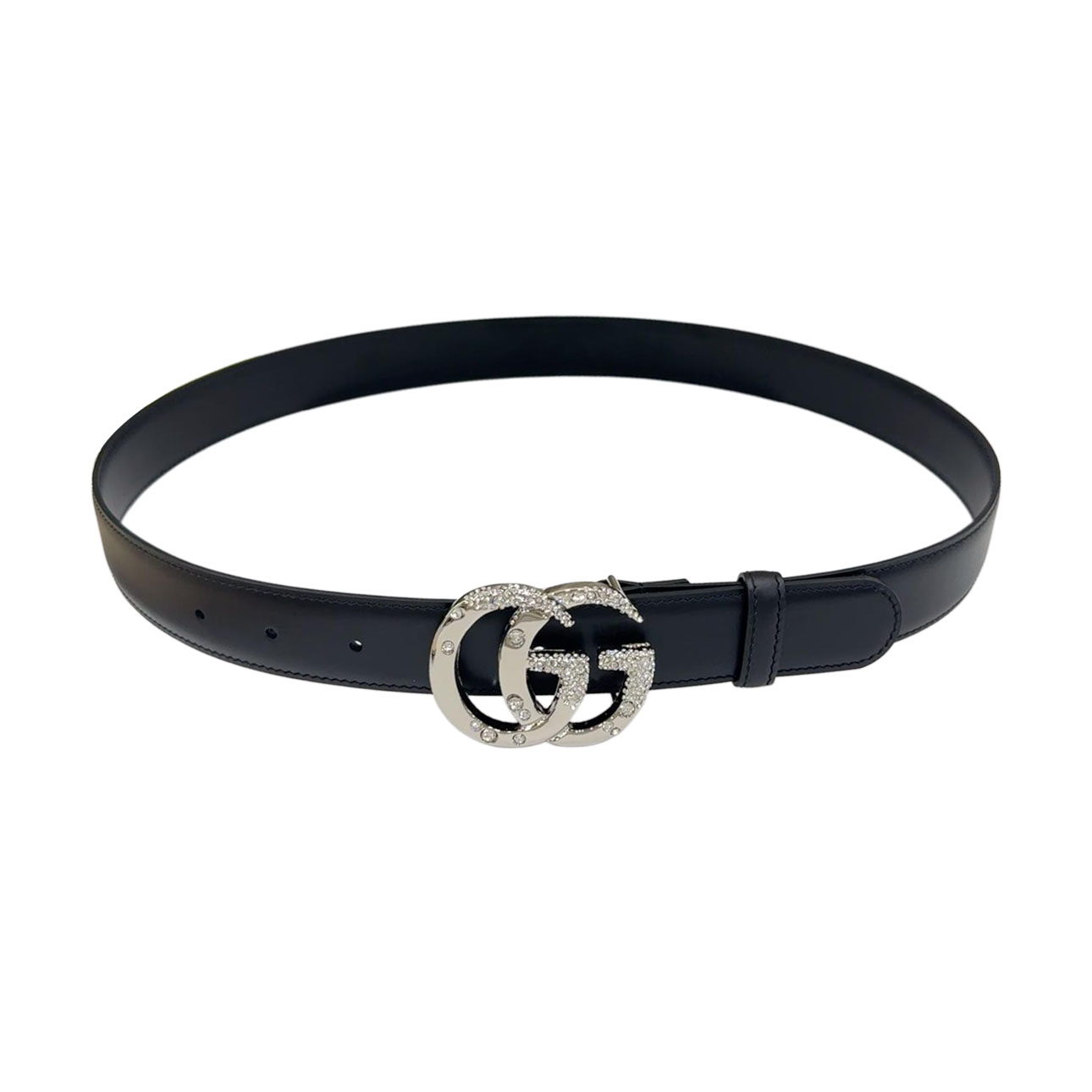 Gucci Cinto Fino Marmont Com Fivela GG e Miçangas Para Mulheres Em Couro Calf Liso Preto/Branco/Marrom/Prateado Com Ferragens Douradas/Prateadas 30mm
