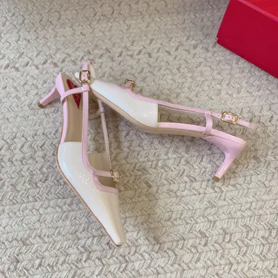 Roger Vivier Viv' Canard Slingback Pumps High Heels In Purple/White/Pink/Yellow/Blue Patent Leather With Metal Buckle (Heel Height 5.5cm)