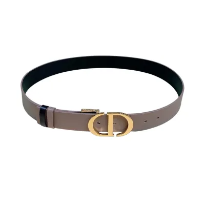 Dior Women' s 30 Montaigne Buckle Reversible Belt In White/Black/Red/Khaki Calfskin With Gold/Silver Hardware 35mm
