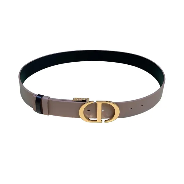 Dior Women' s 30 Montaigne Buckle Reversible Belt In White/Black/Red/Khaki Calfskin With Gold/Silver Hardware 35mm - Image 6