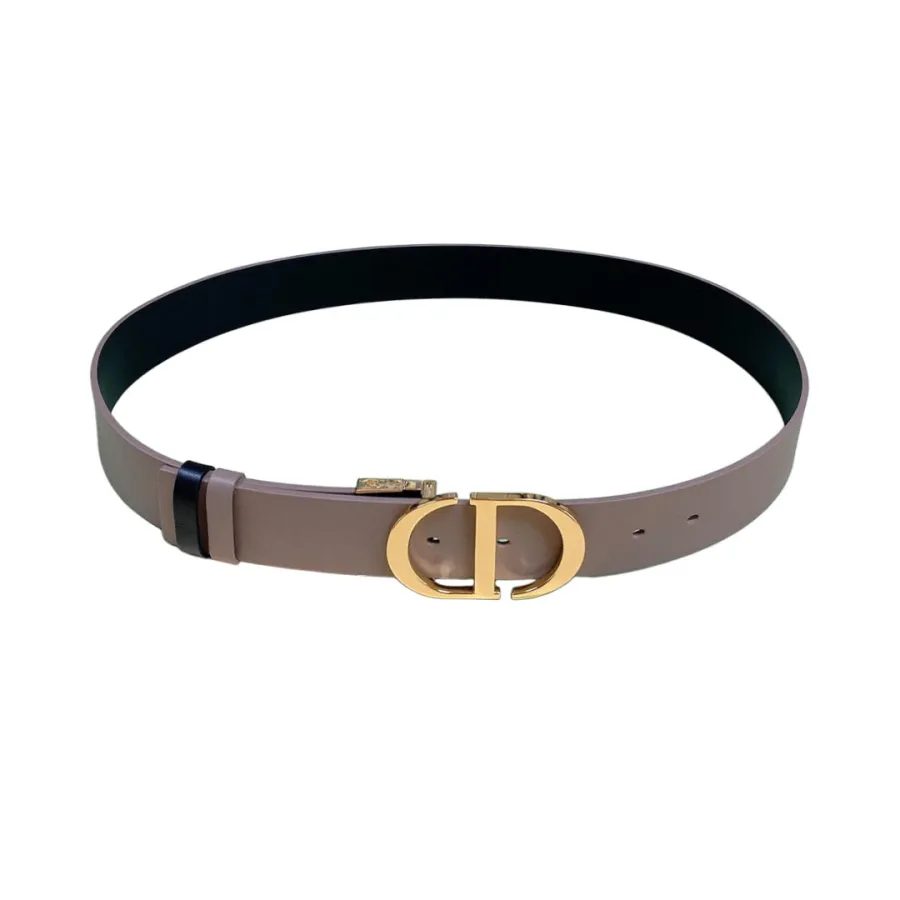 Dior Women' s 30 Montaigne Buckle Reversible Belt In White/Black/Red/Khaki Calfskin With Gold/Silver Hardware 35mm