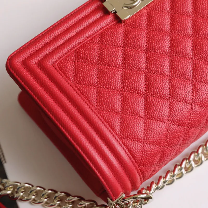 Chanel Lleboy Red Quilted Caviar Leather Shoulder Bags Crossbody Bags