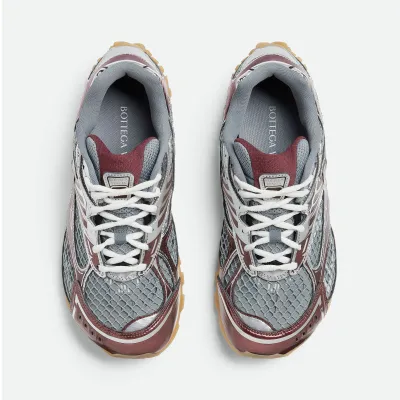 Bottega Veneta Orbit Sneakers In Silver/Burgundy Technical Fabric And Mesh Lace-Up Sneaker