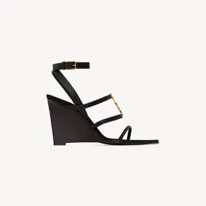 Yves Saint Laurent A Smooth leather wedge-heeled sandals