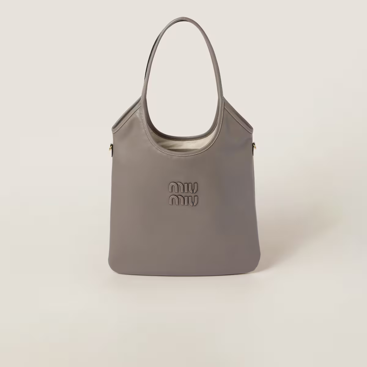 Miu Miu IVY Calfskin Leather Hobo Grey Tote Bags