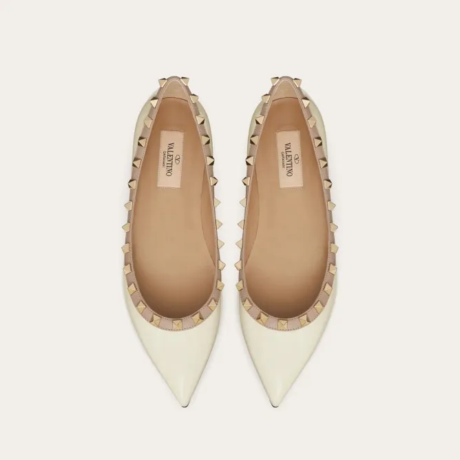 VALENTINO Patent studded Flat Shoes