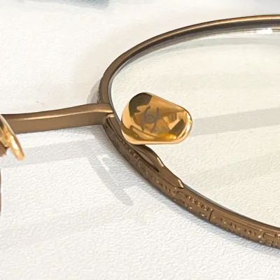 CHANEL round frame glasses Titanium color SIZE50口19-140