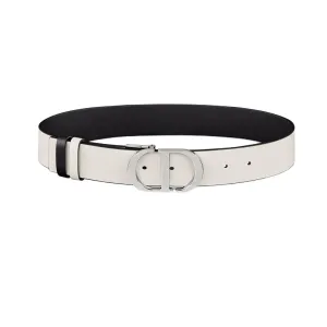 Dior Women' s 30 Montaigne Buckle Reversible Belt In White/Black/Red/Khaki Calfskin With Gold/Silver Hardware 35mm