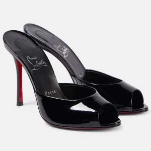 Christian Louboutin Black patent leather high-heeled sandal slippers