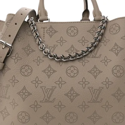 Louis Vuitton Bella Tote MM Galet Mahina Leather Silver Hardware