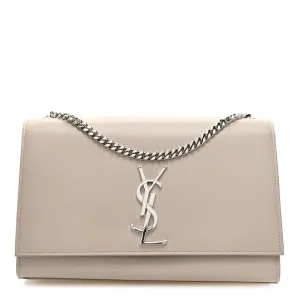 Saint Laurent Medium Kate Satchel Nude Powder Monogram Grain De Poudre Leather Silver Hardware