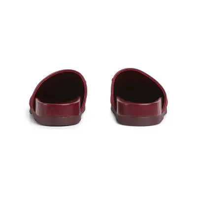 Gucci horseshoe buckle baotou round headed red flat bottom slippers