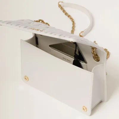 Miu Miu Quilted Lambskin Leather white Shoulder Bags