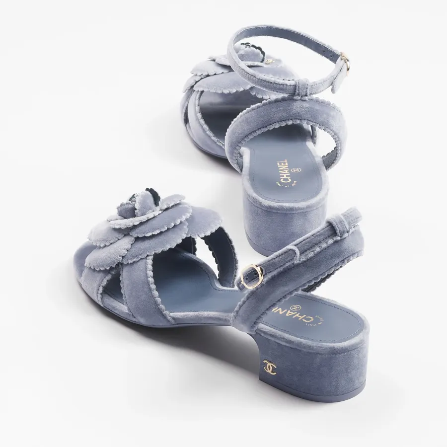 Chanel Grey velvet sandals