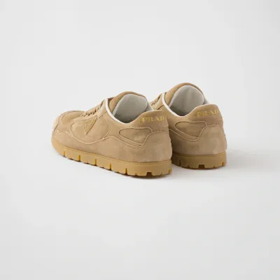 PRADA Faded suede leather sneakers