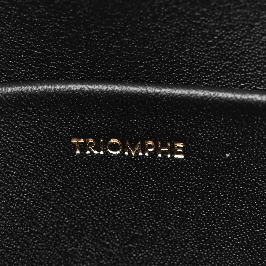 Celine Small Triomphe Chain Shoulder Bag Black Shiny Calfskin Leather Gold Hardware