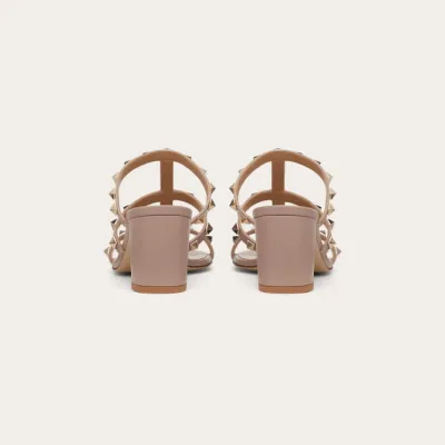 VALENTINO Apricot calfskin rivet heel sandals (heel height 6cm)