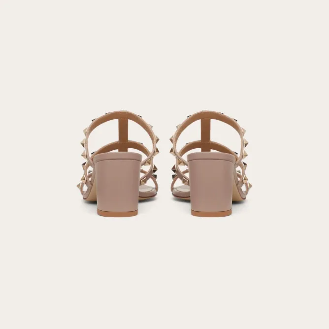 VALENTINO Apricot calfskin rivet heel sandals (heel height 6cm)