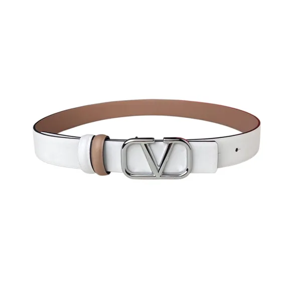 Valentino V Buckle Reversible Belt In Nude/Black/White Calfskin With Gold/Silver Hardware 30mm - Image 3