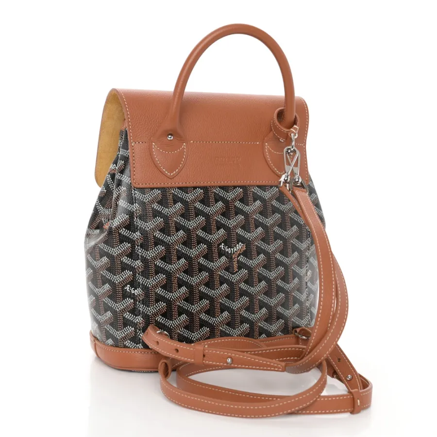 Goyard Mini Alpin Backpack Black/Gold Goyardine Canvas & Calfskin Leather Silver Hardware