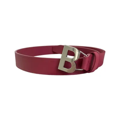 Balenciaga Women's Single B Buckle Belt In Pink/Pale Pink/Black Smooth Calfskin With Gold/Silver Hardware 30mm