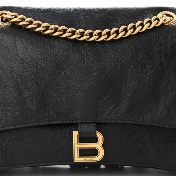 Balenciaga Medium Crush Chain Bag Black Crushed Calfskin Leather Gold Hardware - Image 9