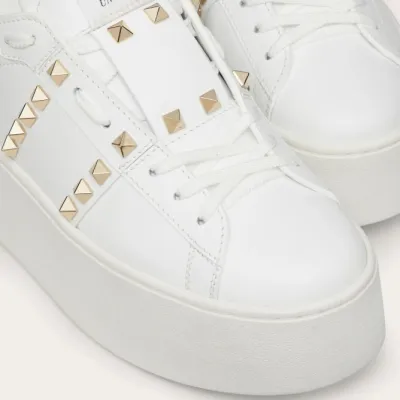 VALENTINO Women's calfskin and metallic platform sneakers