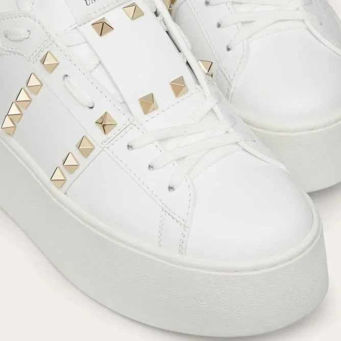 VALENTINO Women's calfskin and metallic platform sneakers