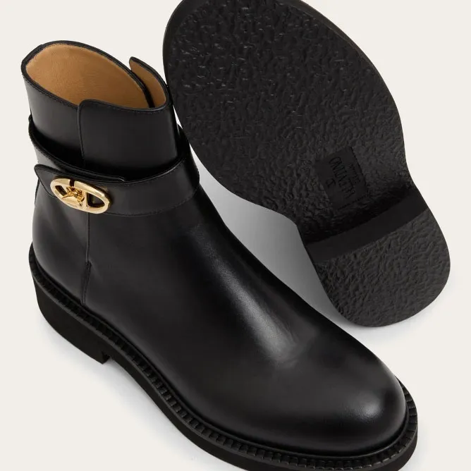 VALENTINO VLOGO LOCKER Calf leather ankle boots (heel height 4cm)