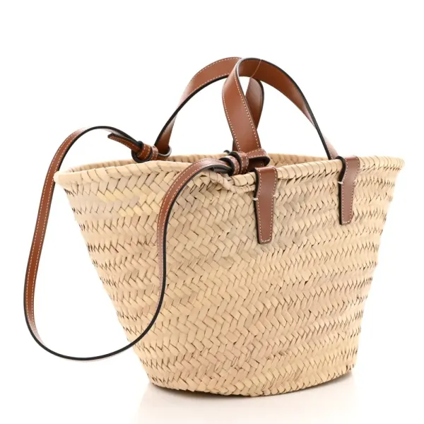 Celine Large Triomphe Teen Panier Tan Raffia & Calfskin Leather Gold Hardware - Image 3
