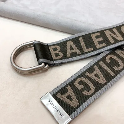 Balenciaga Men's D Ring Belt In Balenciaga Grey/Green Webbing With Silver Hardware 40mm