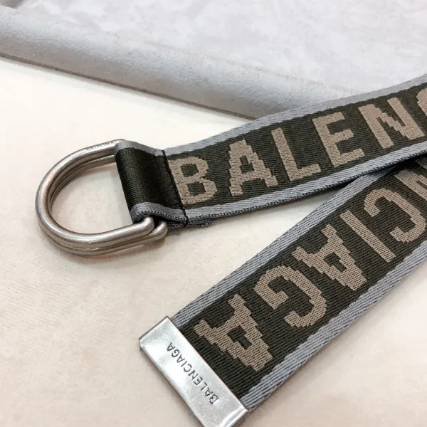 Balenciaga Men's D Ring Belt In Balenciaga Grey/Green Webbing With Silver Hardware 40mm - Image 9