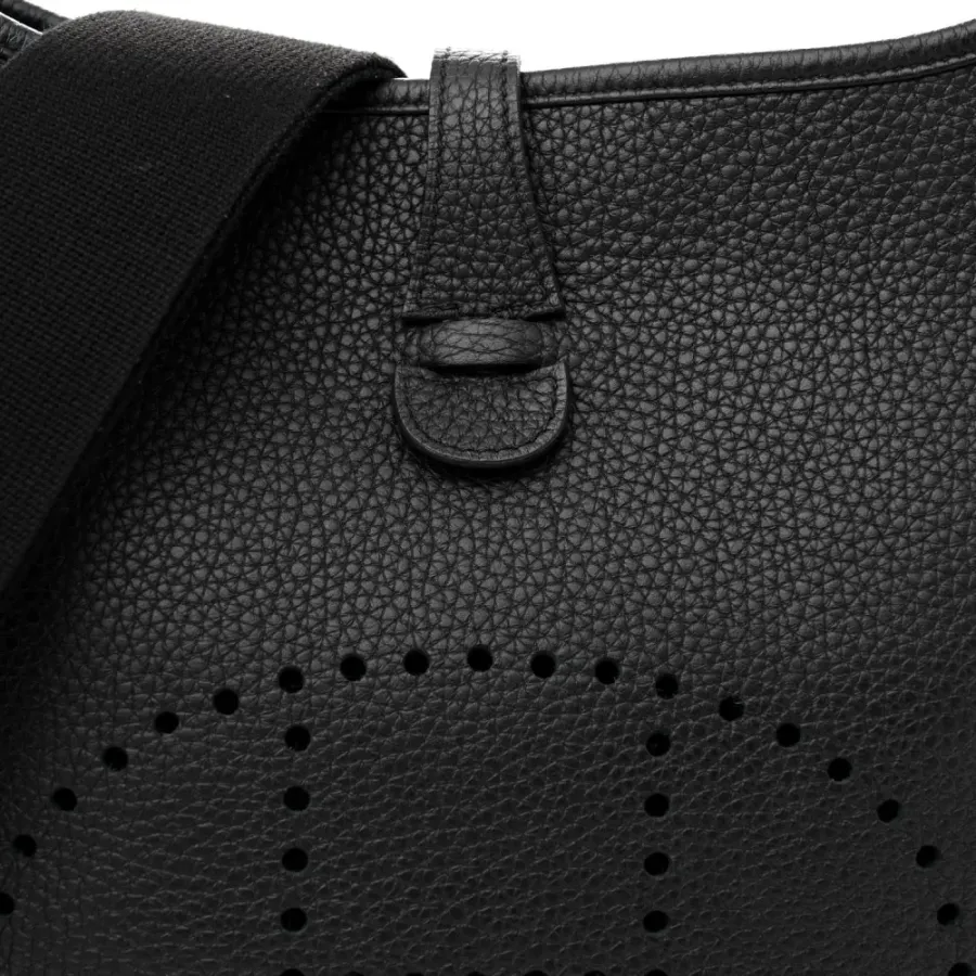 Hermès Evelyne III PM Black Taurillon Clemence Leather Palladium Silver Hardware
